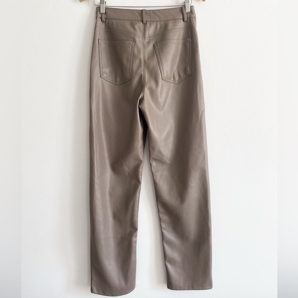 Dynamite Gisele Straight Leg Faux Leather Pants, Brown, Size 6 - Picture 9 of 10